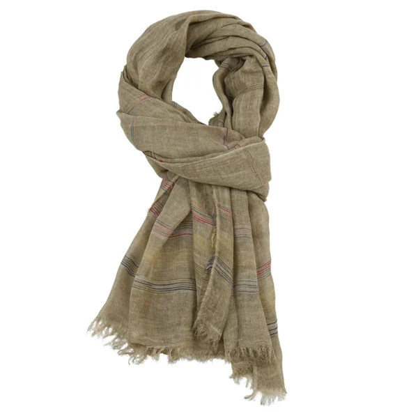 Men's Cotton Linen Striped Scarf Tassel Long Winter Shawl Wrap